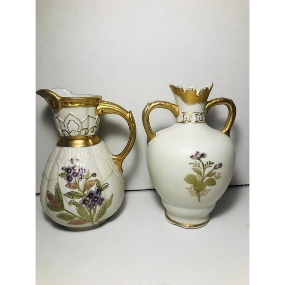Unmarked Other - Vintage Porcelain Pitcher and Bud Vase BEAUTIFUL PIECES!! Set Of 2
